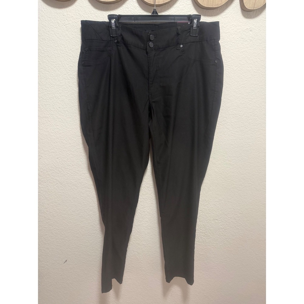 Ashley Stewart‎ Womens Black Skinny Pants Size 16 Double Button Stretch Trousers